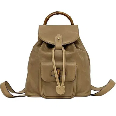 Pre-owned Gucci Beige Leather Bamboo Backpack ()