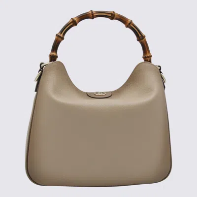 Gucci Beige Leather Diana Medium Top Handle Bag In Brown