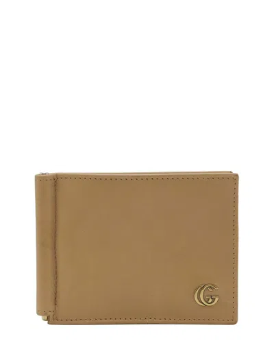 Pre-owned Gucci Beige Leather Double G Bifold Wallet (authentic Pre-loved)