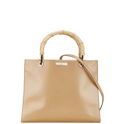 Pre-owned Gucci Beige Leather Handbag Shoulder Bag ()