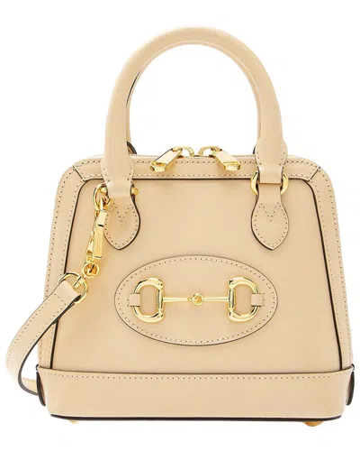 Pre-owned Gucci Beige Leather Horsebit 1955 Mini Satchel (authentic Pre-loved)