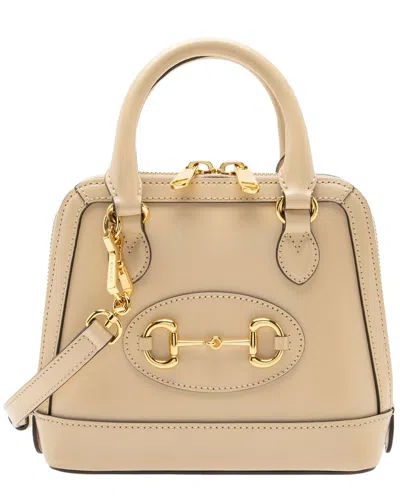 Pre-owned Gucci Beige Leather Horsebit 1955 Mini Satchel (authentic Pre-loved)