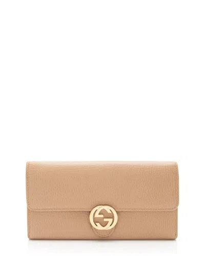 Pre-owned Gucci Beige Leather Interlocking G Continental Wallet (authentic Pre-loved)