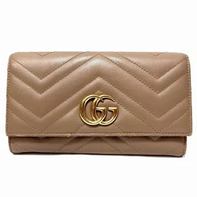 Pre-owned Gucci Beige Leather Long Wallet (bi-fold) ()