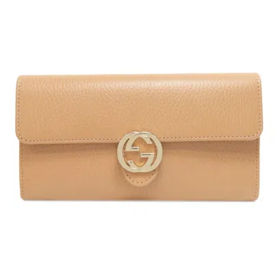 Pre-owned Gucci Beige Leather Long Wallet (bi-fold) ()