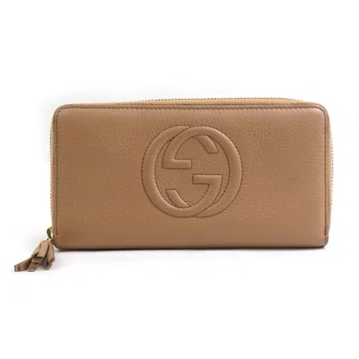 Pre-owned Gucci Beige Leather Long Wallet (bi-fold) () In Sand