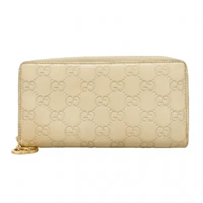 Pre-owned Gucci Beige Leather Long Wallet (bi-fold) () In Sand