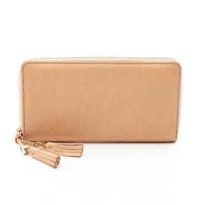 Pre-owned Gucci Beige Leather Long Wallet (bi-fold) () In Sand