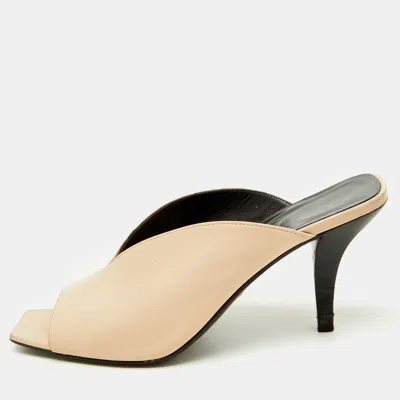 Pre-owned Gucci Beige Leather Open Toe Mules Size 36 In Sand