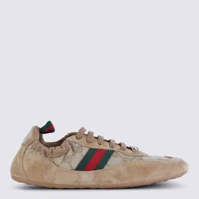 Gucci Beige Leather Sneakers In Brown