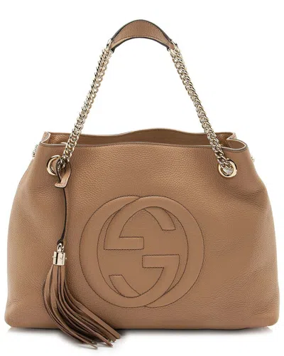 Gucci Beige Leather Soho Medium Shoulder Bag (authentic Pre-loved) In Brown