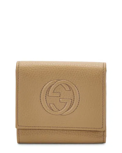Pre-owned Gucci Beige Leather Soho Trifold Wallet (authentic Pre-loved)