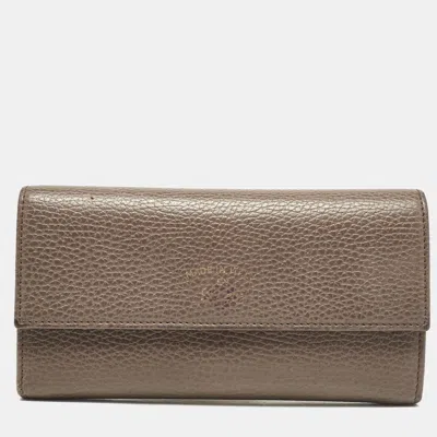 Pre-owned Gucci Beige Leather Swing Continental Wallet