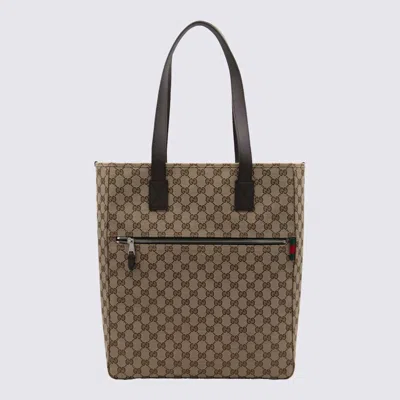 Gucci Beige Leather Totes In Multi