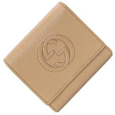 Pre-owned Gucci Beige Leather Wallet (tri-fold) () In Sand