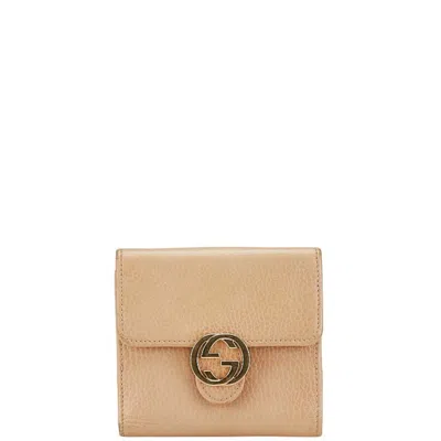 Pre-owned Gucci Beige Leather Wallet (tri-fold) () In Sand