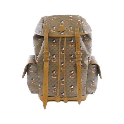 Pre-owned Gucci Beige Light Brown Gg Supreme Leather Backpack () In Beige, Light Brown