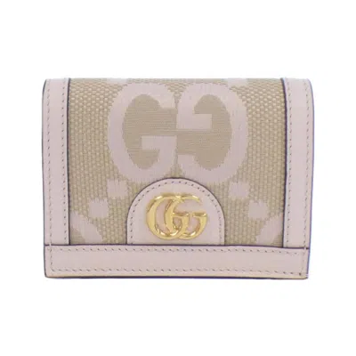 Pre-owned Gucci Beige Light Pink Canvas Leather Wallet (bi-fold) ()