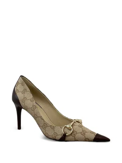 Gucci Beige Logo Pumps In Multi