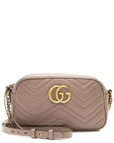 GUCCI GUCCI BEIGE MATELASSE LEATHER GG MARMONT SMALL CAMERA BAG (AUTHENTIC PRE-  LOVED)