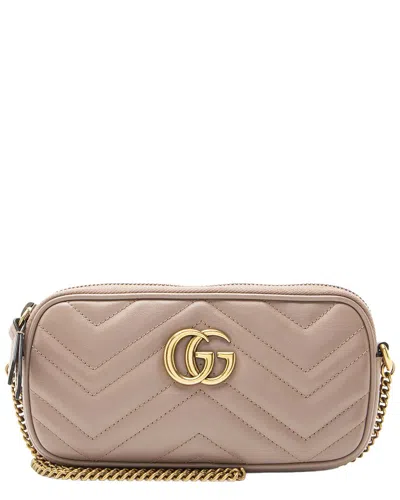 Gucci Beige Matelasse Leather Gg Marmont Small Crossbody (authentic Pre-loved) In Neutral