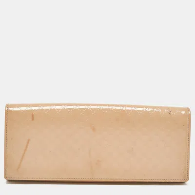 Pre-owned Gucci Beige Microssima Patent Leather Broadway Clutch