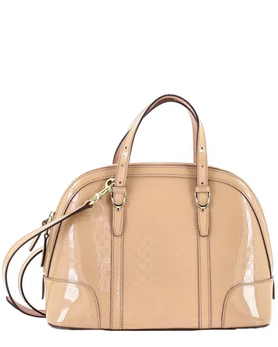 Gucci Beige Microssima Patent Nice Top Handle Bag Small (authentic Pre-  Loved) In Neutral