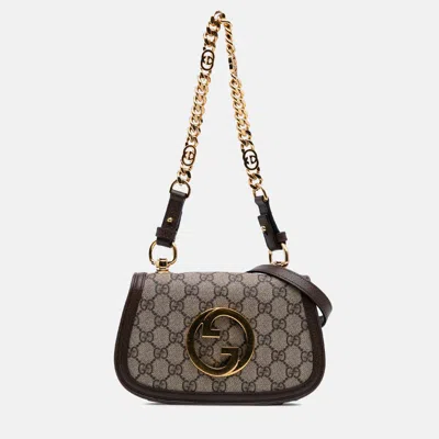 Pre-owned Gucci Beige Mini Gg Supreme Blondie Satchel In Sand