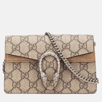 Pre-owned Gucci Beige Mini Gg Supreme Dionysus Crossbody