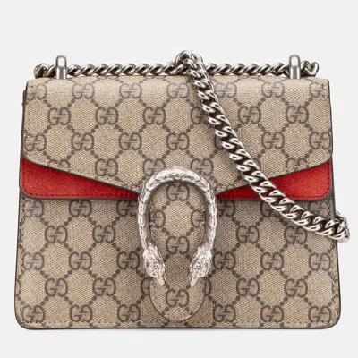 Pre-owned Gucci Beige Mini Gg Supreme Dionysus Crossbody In Sand