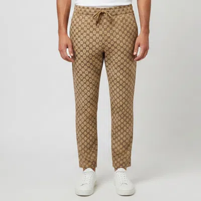 Pre-owned Gucci Beige Monogram Jacquard Drawstring Trouser L