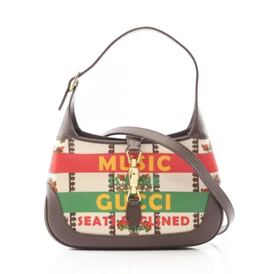 Pre-owned Gucci Beige Multi-color Canvas Leather Shoulder Bag ()