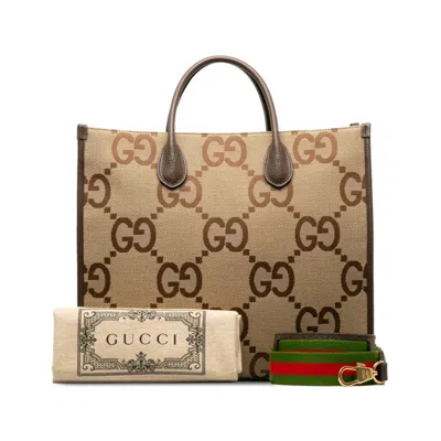 Pre-owned Gucci Beige Multi-color Canvas Leather Shoulder Bag Tote Bag ()