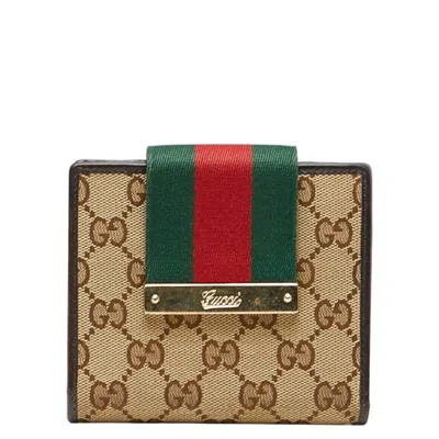 Pre-owned Gucci Beige Multi-color Gg Canvas Wallet (bi-fold) ()