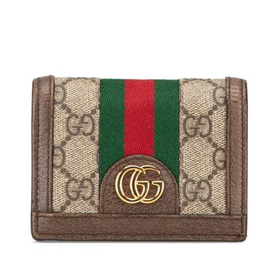 Pre-owned Gucci Beige Multi-color Leather Wallet (bi-fold) ()