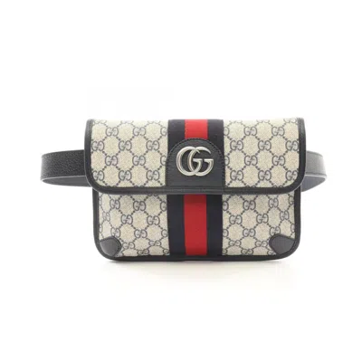 Pre-owned Gucci Beige Multi-color Navy Pvc Leather Fanny Pack Sling Bag ()