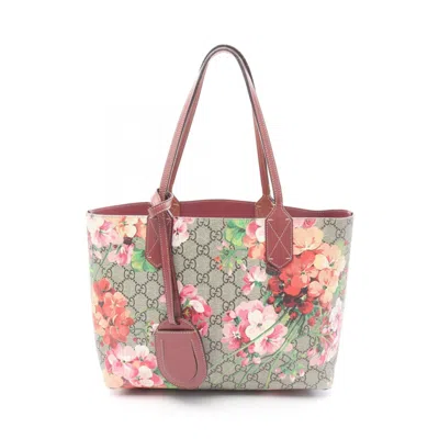 Pre-owned Gucci Beige Multi-color Pink Coated Canvas Pvc Leather Tote Bag ()