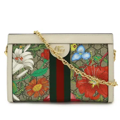 Pre-owned Gucci Beige Multi-color White Pvc Leather Shoulder Bag ()