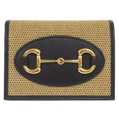 Pre-owned Gucci Beige Navy Canvas Leather Wallet (bi-fold) () In Multi