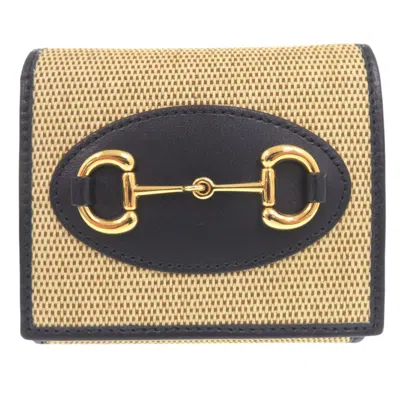 Pre-owned Gucci Beige Navy Canvas Leather Wallet (bi-fold) () In Multi
