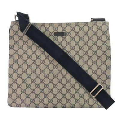 Pre-owned Gucci Beige Navy Gg Supreme Shoulder Bag () In Multi