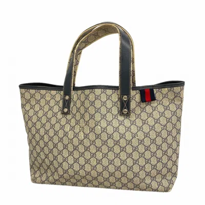 Pre-owned Gucci Beige Navy Pvc Tote Bag () In Multi