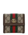 Gucci Ophidia Web Flap Canvas Wallet In Multi