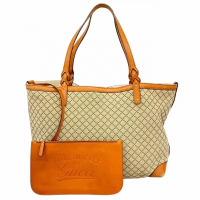 Pre-owned Gucci Beige Orange Canvas Tote Bag () In Multi