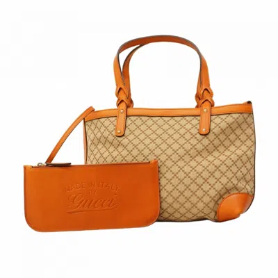 Pre-owned Gucci Beige Orange Canvas Tote Bag () In Multi