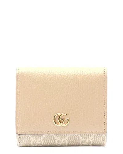Pre-owned Gucci Beige Others Gg Marmont Bifold Wallet (authentic Pre-loved)
