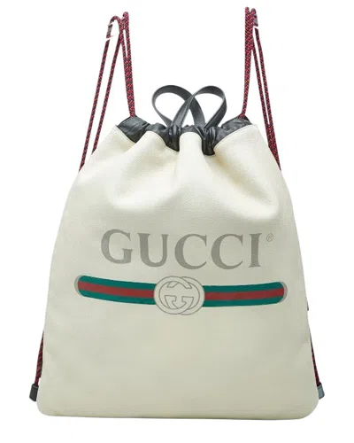 Pre-owned Gucci Beige Others Shelley Line Drawstring Backpack (authentic Pre-loved)
