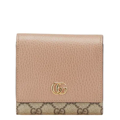 Pre-owned Gucci Beige Pink Beige Pvc Leather Wallet (bi-fold) () In Multi