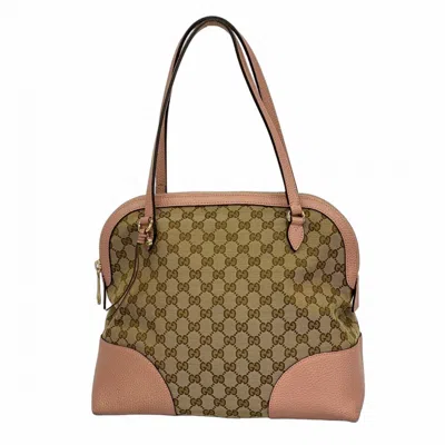 Pre-owned Gucci Beige Pink Canvas Shoulder Bag () In Multi