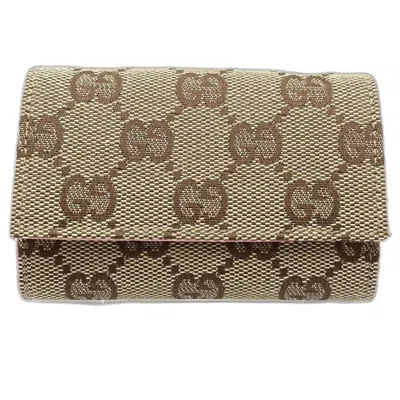 Pre-owned Gucci Beige Pink Gg Canvas Coin Purse/coin Case () In Multi